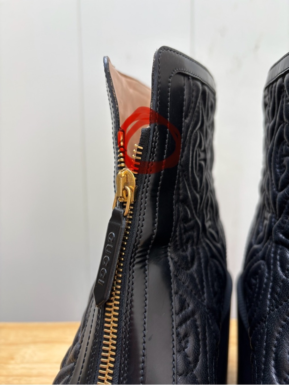 GUCCI Black Quilted Leather Zip-Front Women's Ankle Boots - Picture 2 of 16